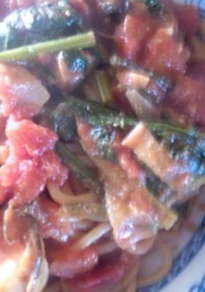 牡蠣とほうれん草のトマトパスタ♪-レシピのメイン写真