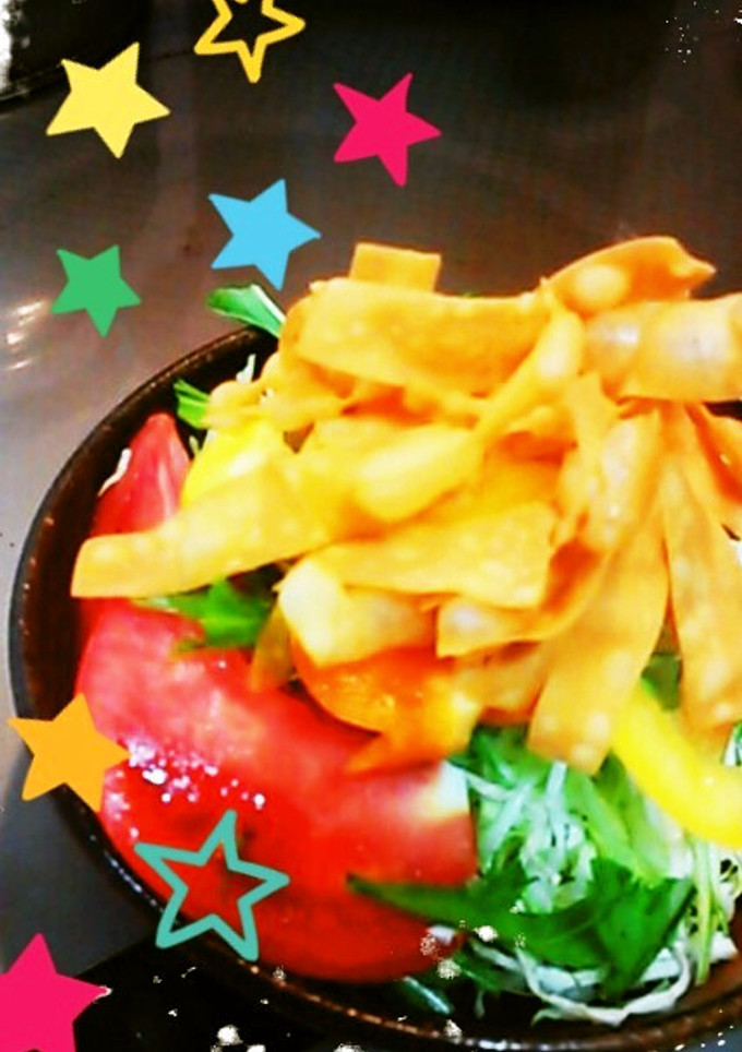 簡単・美味☆ワンタンの皮のサクサクサラダ-レシピのメイン写真