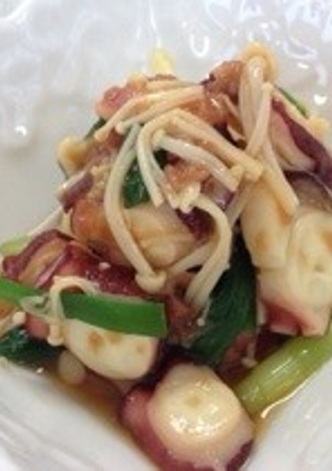 タコとエノキダケと青ねぎの梅だれあえ-レシピのメイン写真