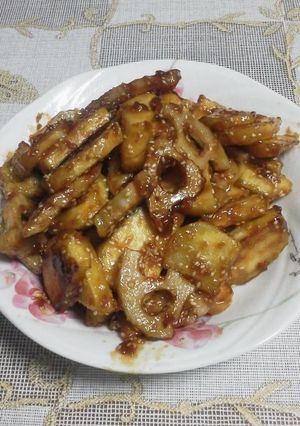 さつまいもと蓮根の甘辛炒め-レシピのメイン写真