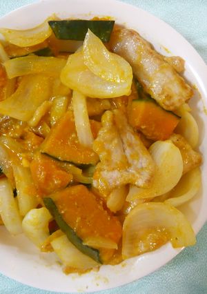 かぼちゃと豚肉の味噌バター炒め-レシピのメイン写真