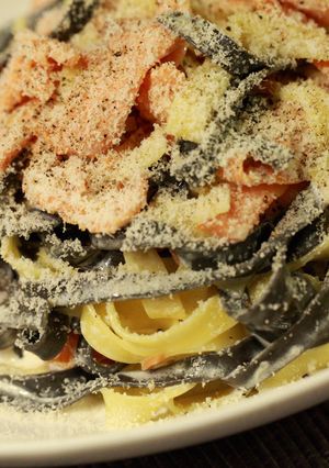 サーモンのパスタでいただきますw-レシピのメイン写真