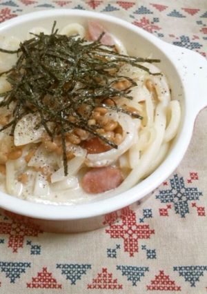 納豆クリームうどん-レシピのメイン写真