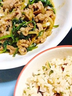 簡単!豚コマ甘辛焼き。溶き卵を添えて-レシピのメイン写真