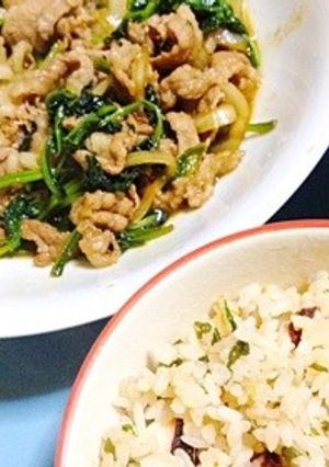 簡単！豚コマ甘辛焼き。溶き卵を添えて-レシピのメイン写真