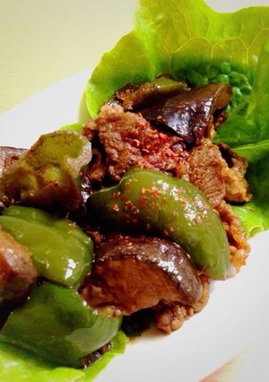サンチュで食べる！簡単、甘辛豚ナス炒め-レシピのメイン写真