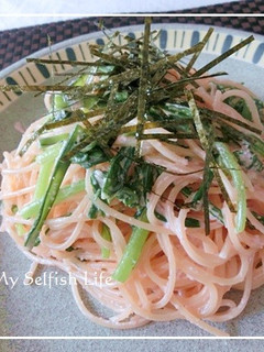 *春菊と明太子のクリームパスタ*-レシピのメイン写真