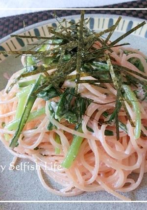 ＊春菊と明太子のクリームパスタ＊-レシピのメイン写真