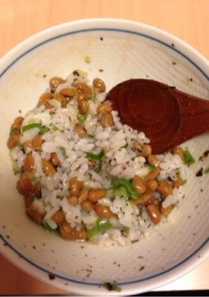 ズボラ飯？簡単夜食！納豆ゆかり茶漬け-レシピのメイン写真