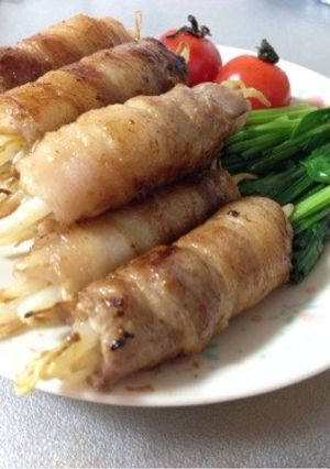 もやしの豚バラ巻き（しょうが焼き風）-レシピのメイン写真