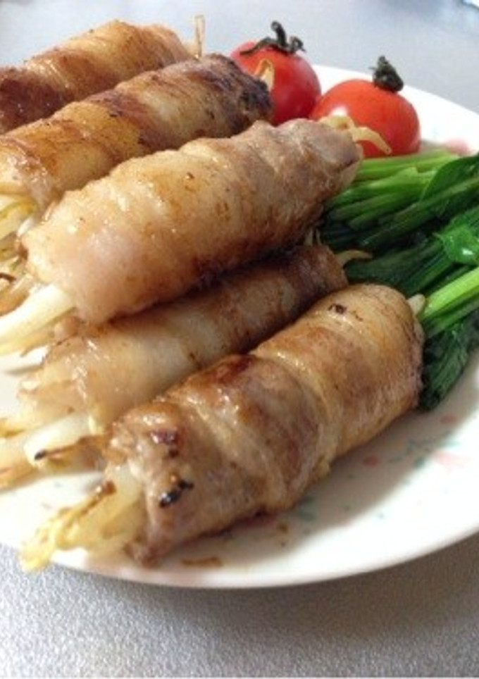もやしの豚バラ巻き（しょうが焼き風）-レシピのメイン写真