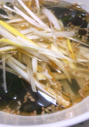 電子レンジ♬焼肉屋さんを再現♥ねぎスープ-レシピのメイン写真