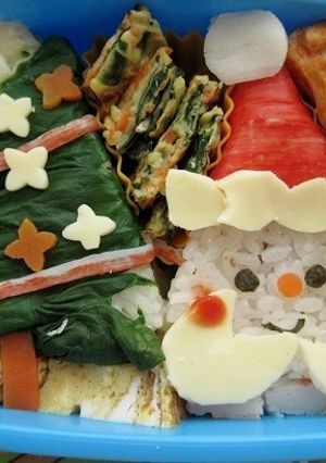 サンタとツリーのキャラ弁（幼稚園）-レシピのメイン写真