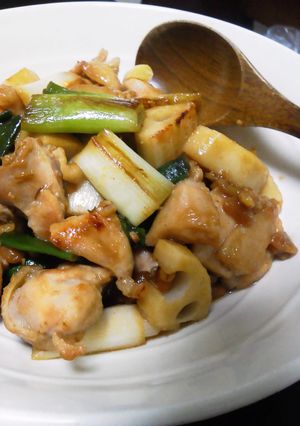 鶏肉と蓮根と長葱の香ばし炒め-レシピのメイン写真