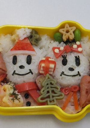 雪ダルマミッキーサンタのキャラ弁-レシピのメイン写真