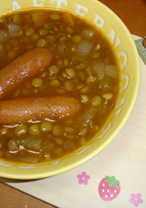 レンズ豆とソーセージの煮込み-レシピのメイン写真