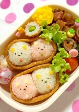 キャラ弁＊ころころネコのお稲荷さん♡-レシピのメイン写真