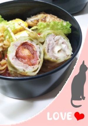 お弁当お野菜おかず:トマトロールキャベツ-レシピのメイン写真