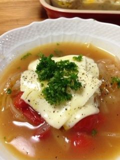 楽ちん☆トマトと玉ねぎ温かいスープ♪-レシピのメイン写真