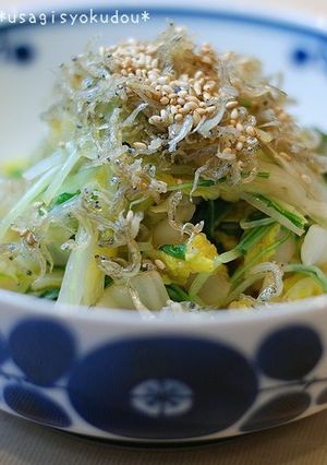 白菜と水菜でカリカリジャコソース和え-レシピのメイン写真