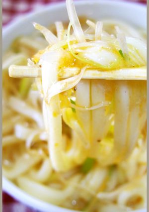 鍋キューブ鶏白湯仕立て！担々麺のおうどん-レシピのメイン写真