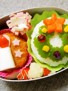 キャラ弁*Xmasリース弁当*-レシピのメイン写真
