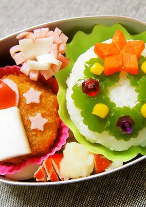 キャラ弁*Xmasリース弁当*-レシピのメイン写真