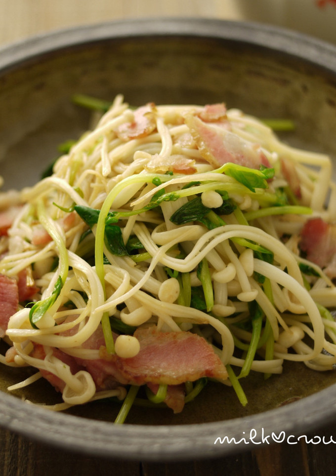 豆苗とえのきの炒め物-レシピのメイン写真