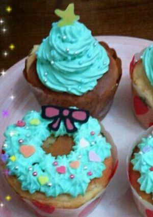 ☆カップケーキでX'mas☆リース-レシピのメイン写真
