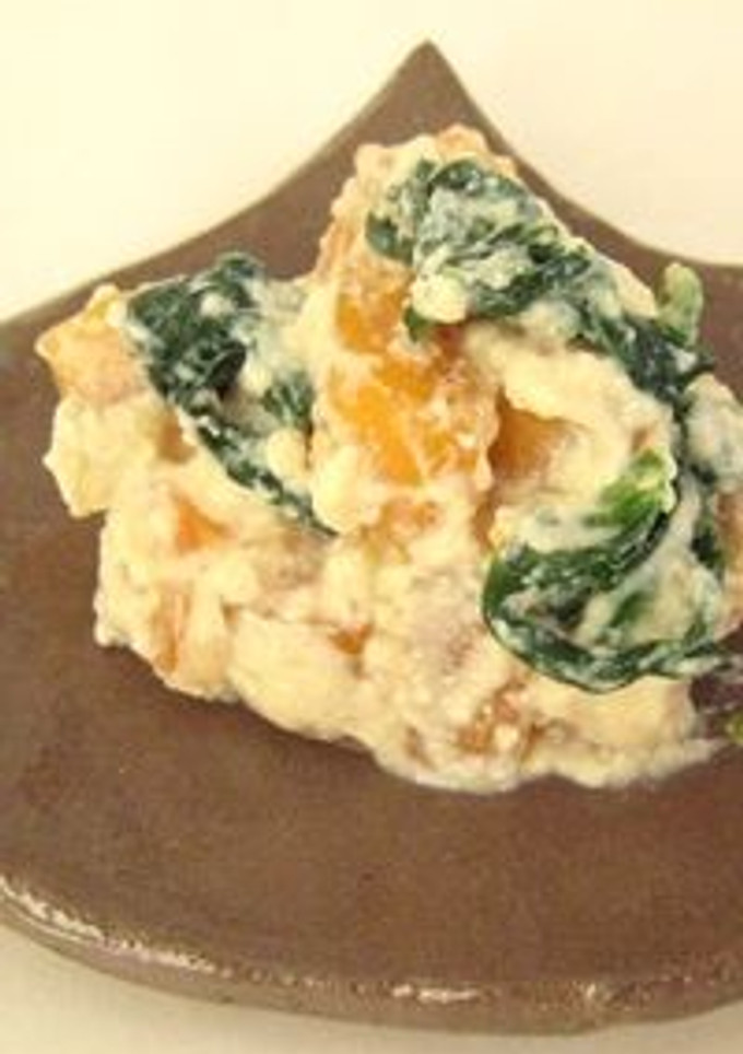 野菜ソムリエの、柿とほうれん草の白和え。-レシピのメイン写真
