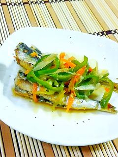 イワシとごぼう・ピーマンの酢の物♪-レシピのメイン写真