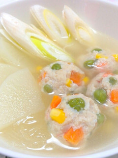生姜春雨スープ♥INカラフル鶏肉団子-レシピのメイン写真