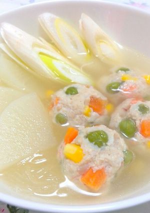 生姜春雨スープ♥INカラフル鶏肉団子-レシピのメイン写真