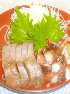 パパのタコとマグロ頬肉刺身-レシピのメイン写真