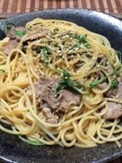 豚肉と水菜で簡単醤油バターパスタ-レシピのメイン写真