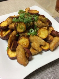 鶏むね肉とサツマイモの揚げ焼き煮!-レシピのメイン写真