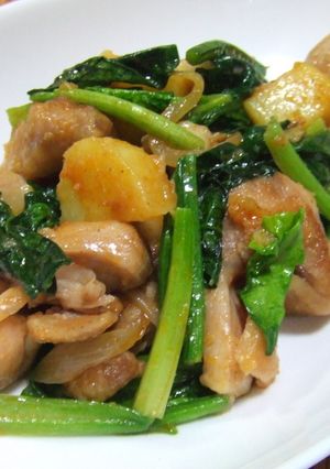 鶏肉とほうれん草のガーリック炒め-レシピのメイン写真