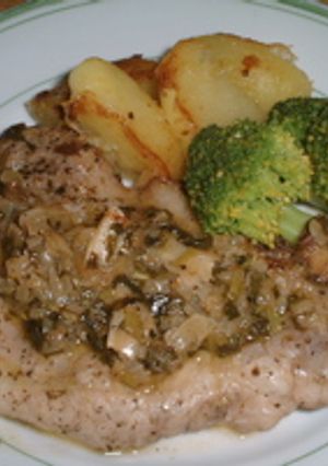 豚肉のソテー、香菜とミントのソース-レシピのメイン写真