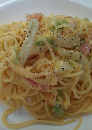 ベーコンと白菜のカルボナーラ風パスタ-レシピのメイン写真