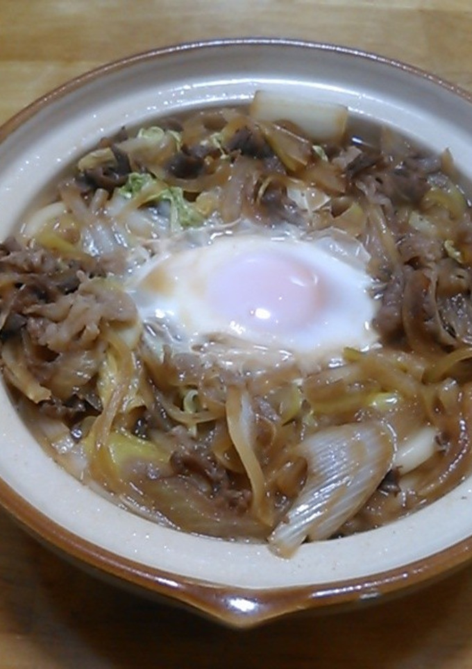 煮込みすき焼き風鍋焼きうどん-レシピのメイン写真