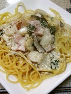 ベーコンとエリンギのカルボナーラパスタ♪-レシピのメイン写真