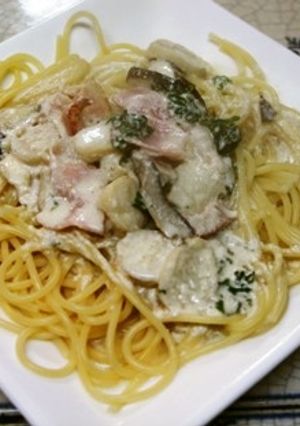 ベーコンとエリンギのカルボナーラパスタ♪-レシピのメイン写真