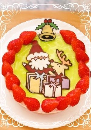 クリスマスケーキ♡苺でリース風♫-レシピのメイン写真