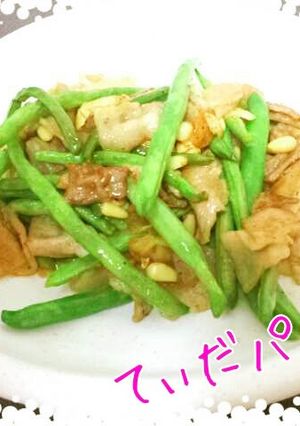 インゲン豆と豚バラの中華炒め-レシピのメイン写真