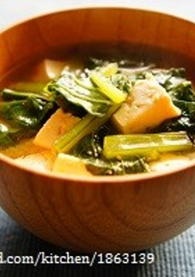 身長が伸びる！小松菜と木綿豆腐のみそ汁-レシピのメイン写真