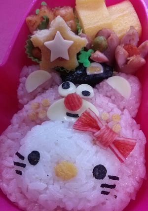 クマテンチョー&キティちゃんキャラ弁-レシピのメイン写真