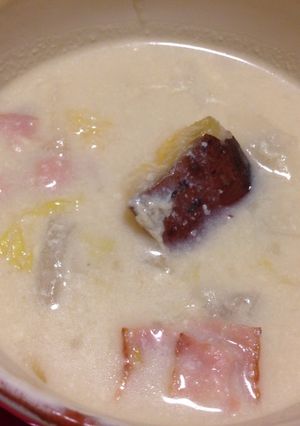 ポロ葱、カブ、ベーコンの豆乳スープ-レシピのメイン写真