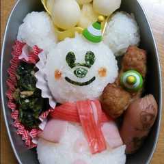 รูปของ キャラ弁☆雪だるまミッキー♥