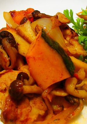 スピードおかず♪鶏肉とかぼちゃのピリ辛-レシピのメイン写真