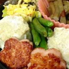 รูปของ お弁当に♪お花のハムステーキ！